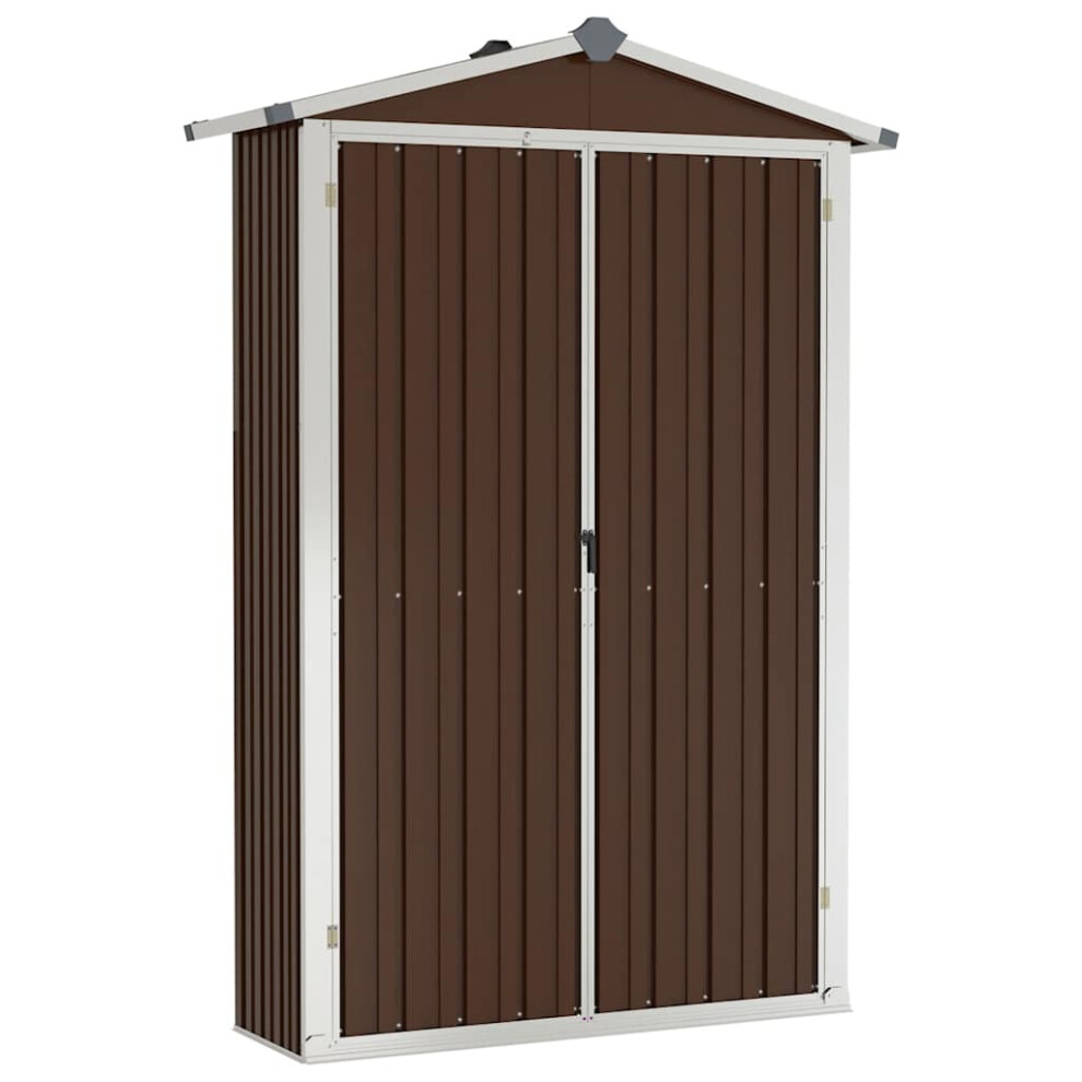 vidaXL Garden Shed Brown Galvanised Steel Outdoor Terrance Tool Storage Shed