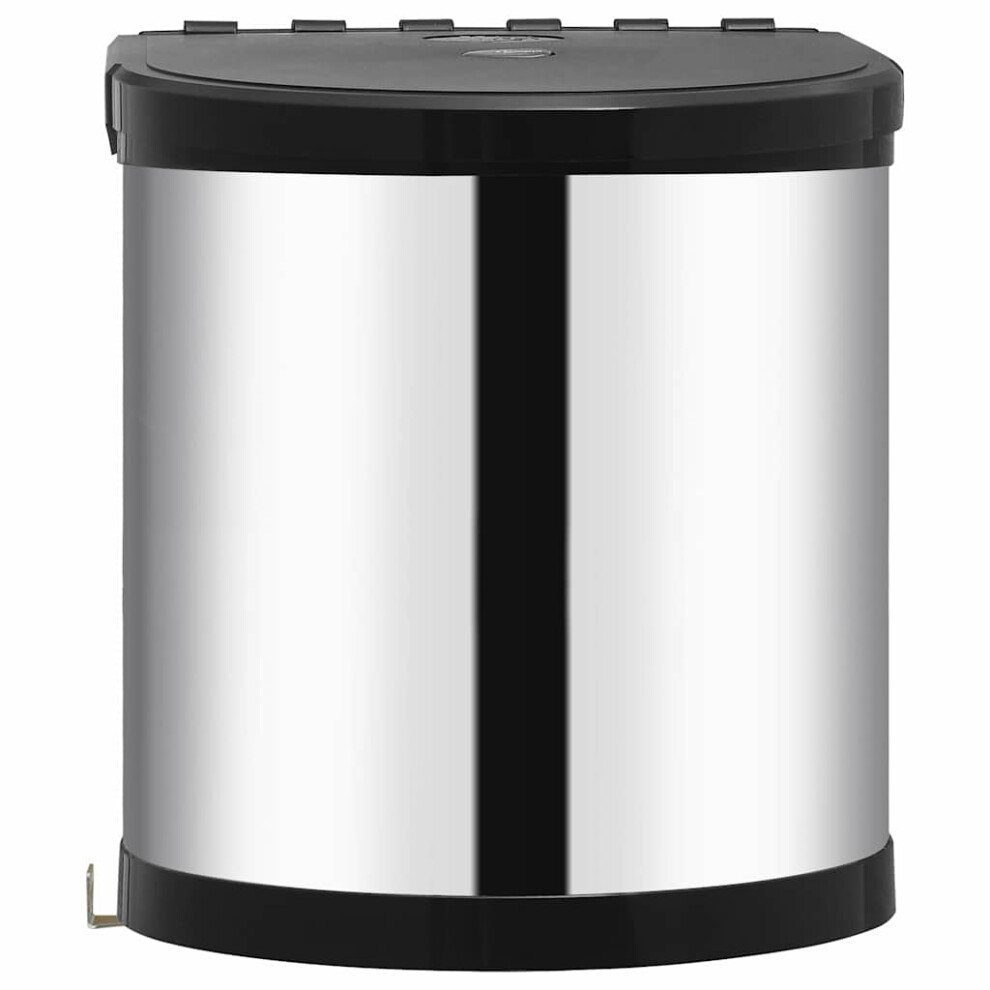 Vidaxl Kitchen Built-In Dust Bin Stainless Steel 12L Cupboard Bin Trash Can