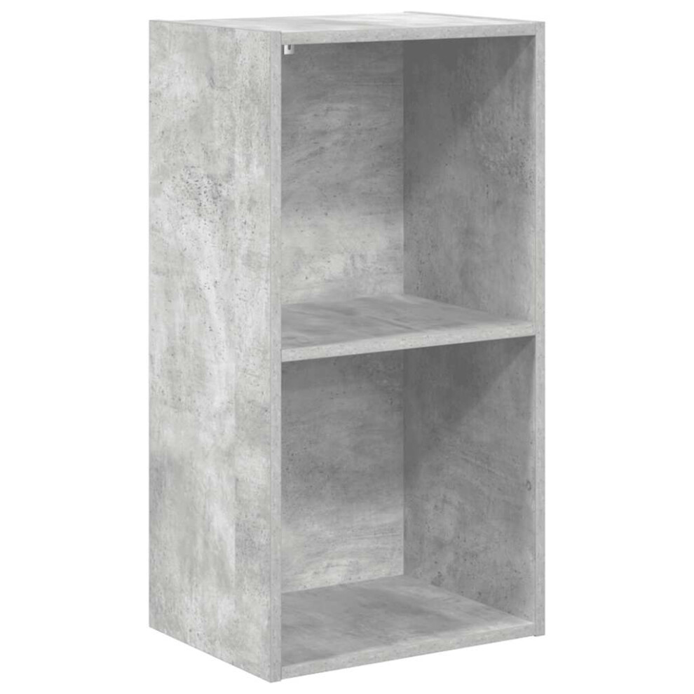 Vidaxl 2-Tier Book Cabinet Concrete Grey Engineered Wood Storage Highboard