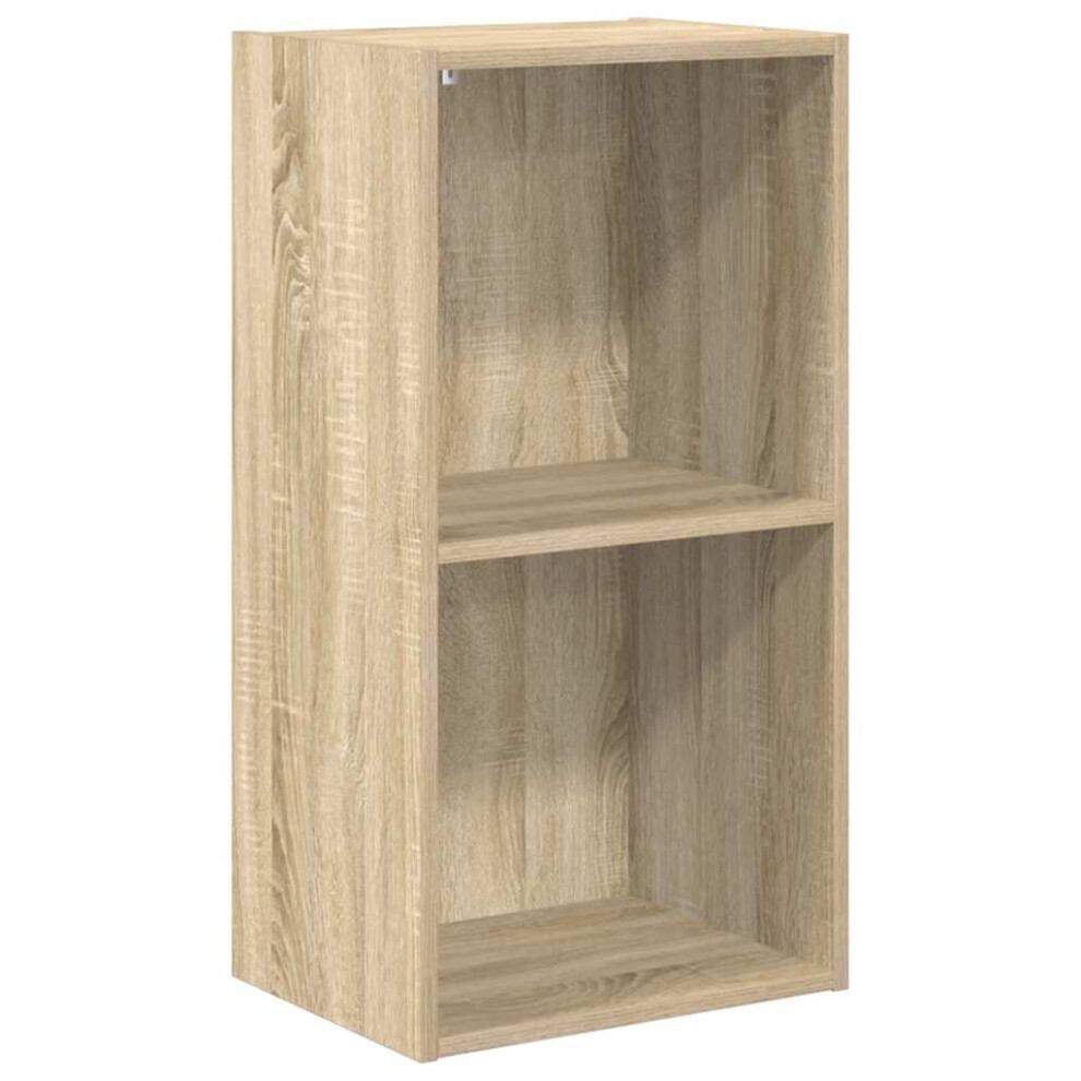 Vidaxl 2-Tier Book Cabinet Sonoma Oak Engineered Wood Storage Highboard Shelf