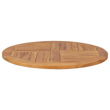 vidaXL Solid Teak Wood Table Top Round 80cm Wooden Replacement Dining Tops