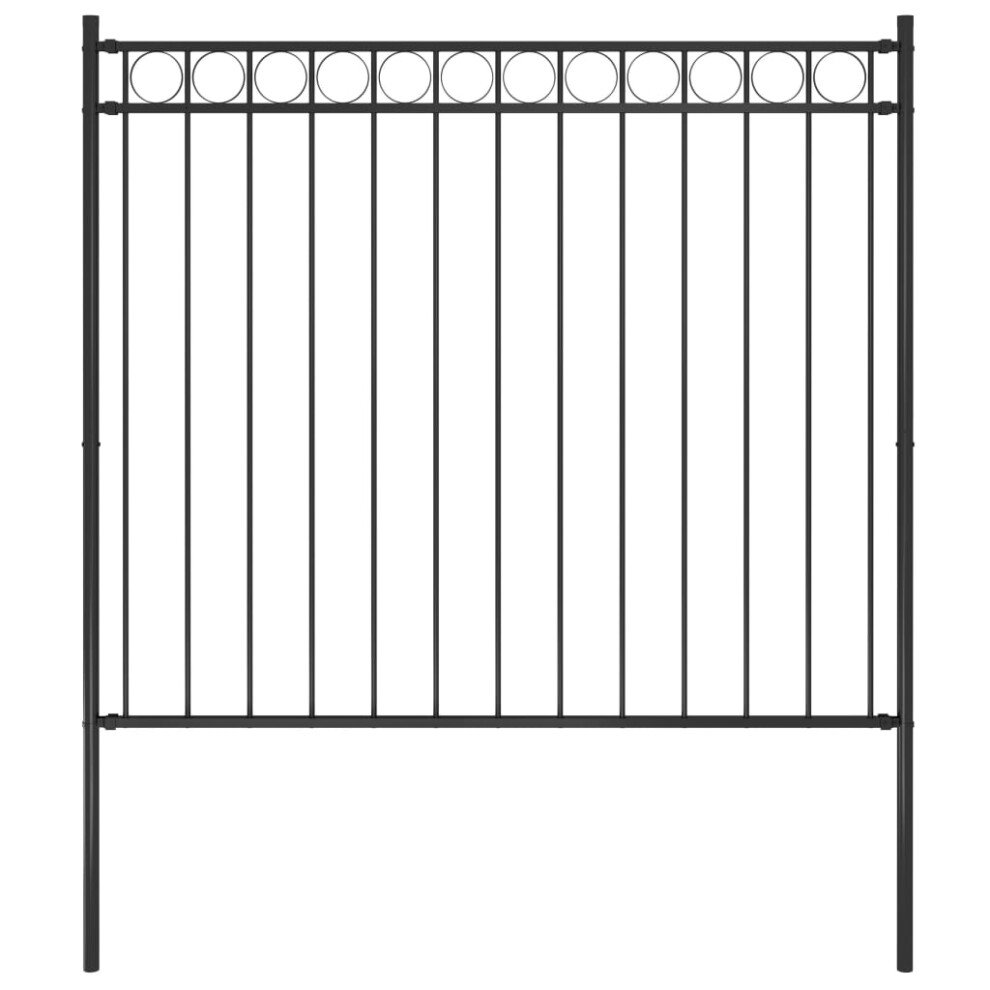 vidaXL Garden Fence Steel 1,7x1,5m Black Outdoor Border Edging Fencing Barrier