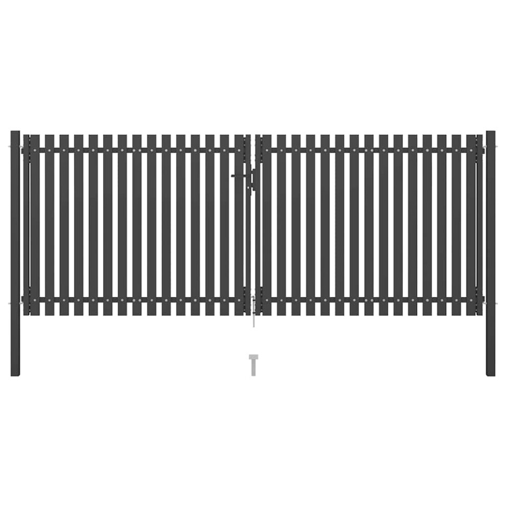 Vidaxl Garden Fence Gate Steel 4X1.7m Barrier Border Drive Gate Anthracite