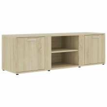 vidaXL Sonoma Oak TV Cabinet – Engineered Wood Stand, 2 Doors & 2 Open Shelves, 120x34x37 cm | 801164