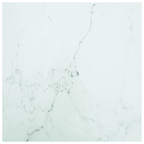 VidaXL vidaXL Table Top White Tempered Glass with Marble Design Dining Table Top Set