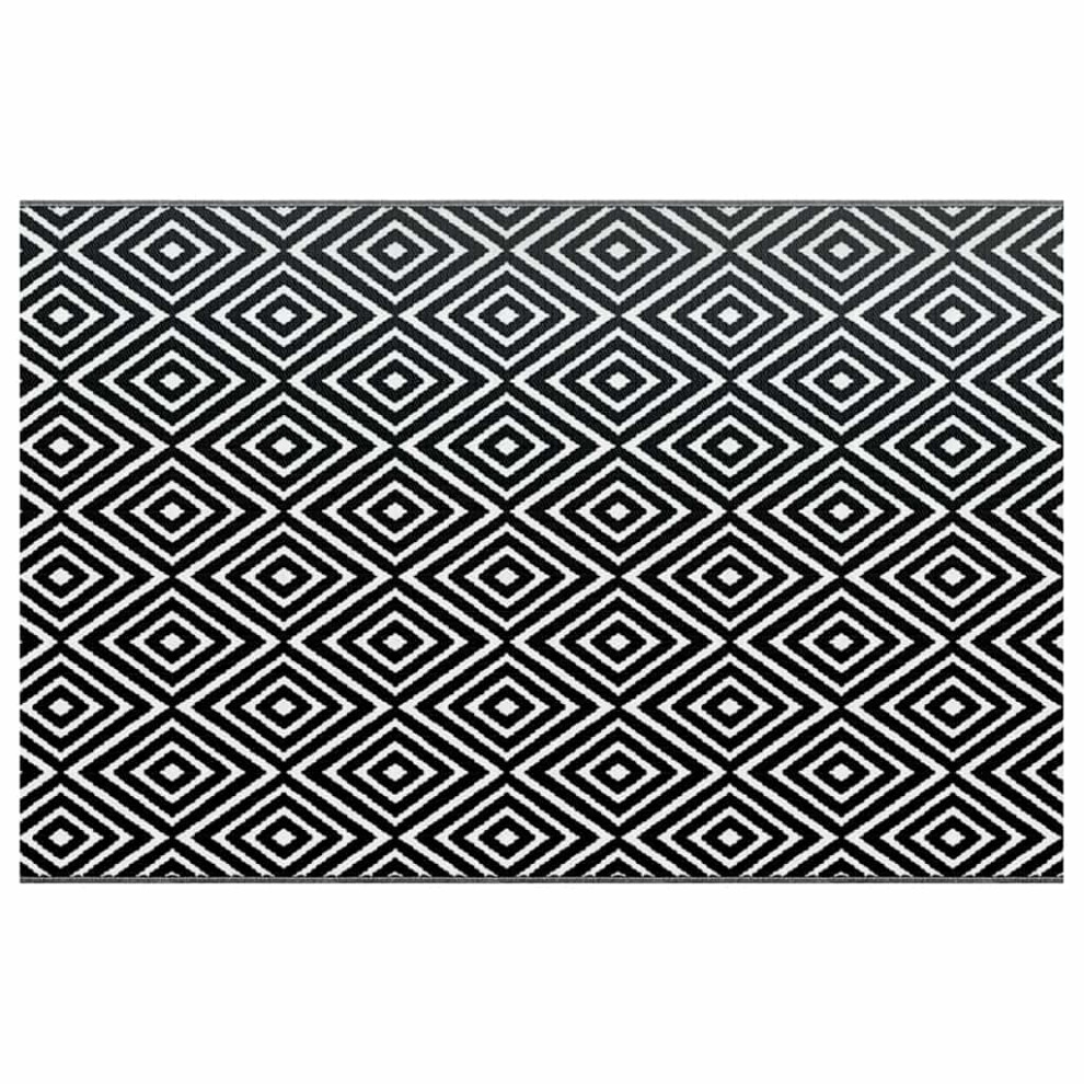 Vidaxl Outdoor Carpet Arakil White And Black 190X290 Cm Pp Rug Outdoor Blanket