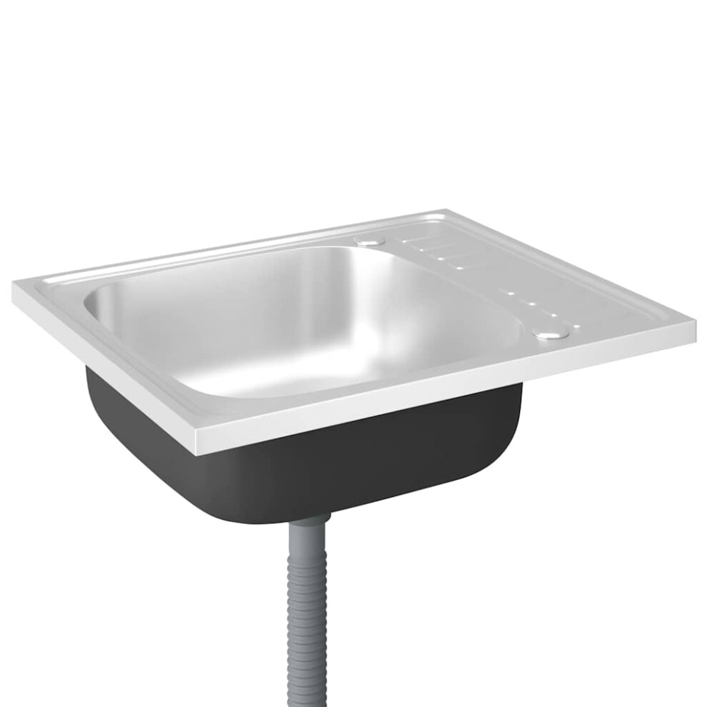 vidaXL Kitchen Sink with Drainer Set Wash Basin Sink Silver Stainless Steel