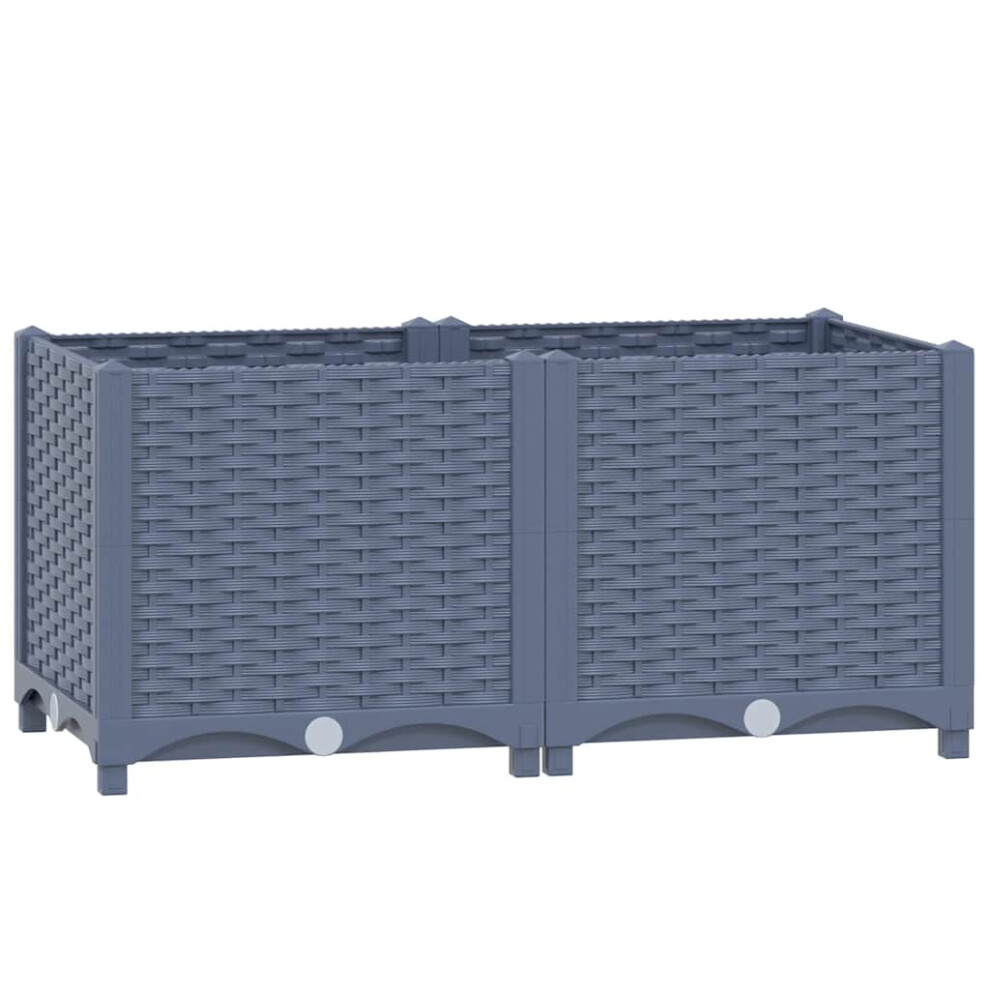 VidaXL Raised Garden Bed 80x40x38cm Polypropylene Grey - Durable Outdoor Planter - Image 2
