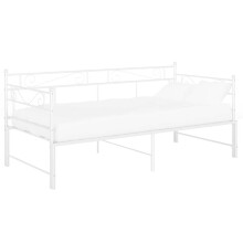 vidaXL Pull-out Sofa Bed Frame White Metal Sleepover Occasional Guest Resting