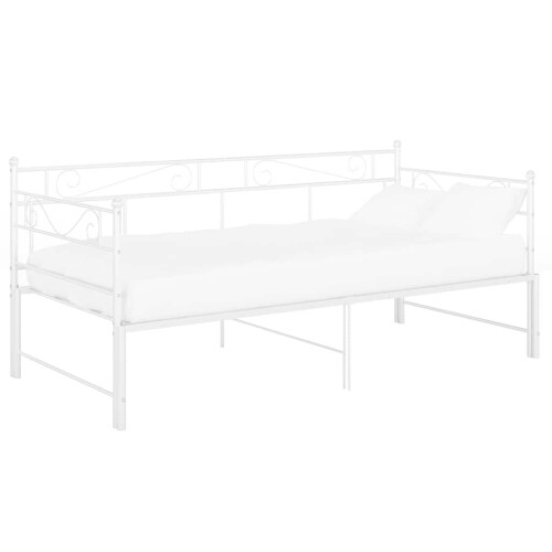 VidaXL vidaXL Pull-out Sofa Bed Frame White Metal Sleepover Occasional Guest Resting