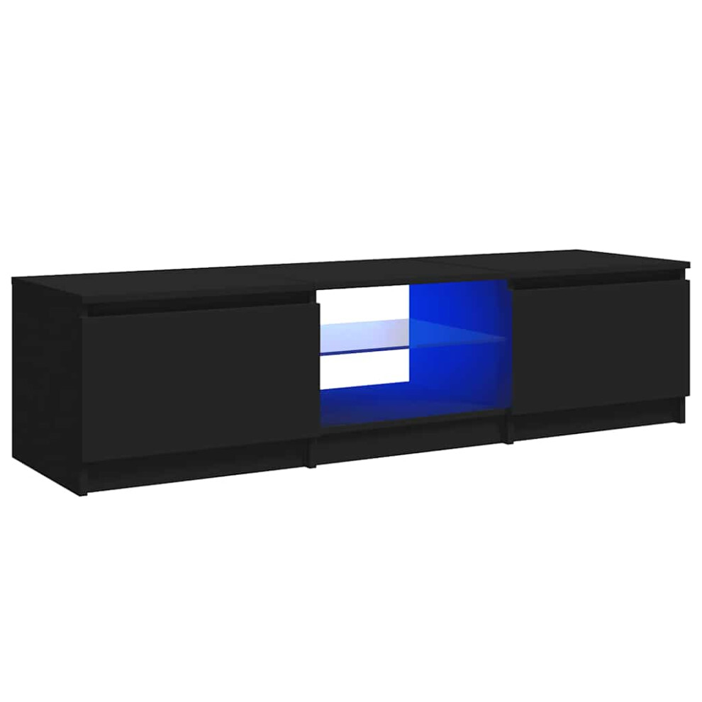 Vidaxl Tv Cabinet With Led Lights Black Living Room Hanging Tv Stand Unit