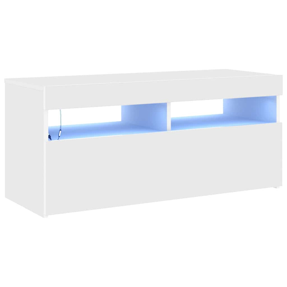 Vidaxl Tv Cabinet With Led Lights White Hifi Stand Desk Tv Unit Hifi Cabinet
