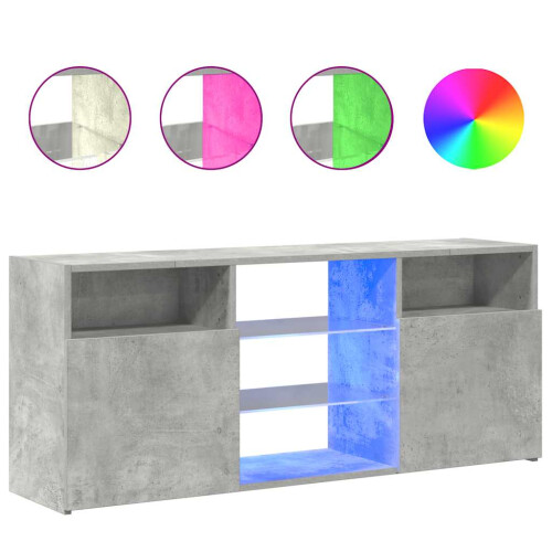 vidaXL TV Cabinet with LED Lights Concrete Grey Living Room TV Stand Unit
