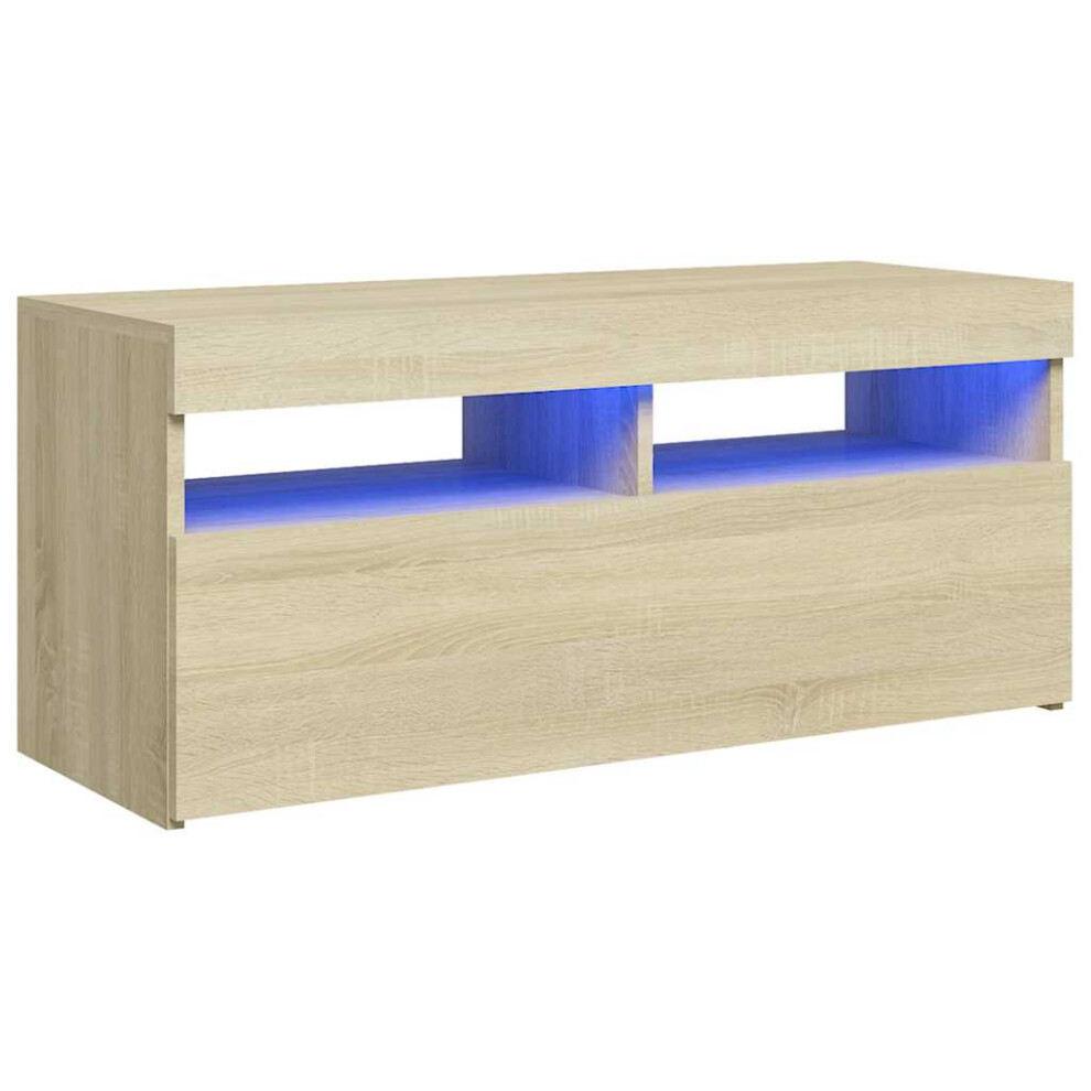 Vidaxl Tv Cabinet With Led Lights Sonoma Oak Hifi Stand Tv Unit Hifi Cabinet