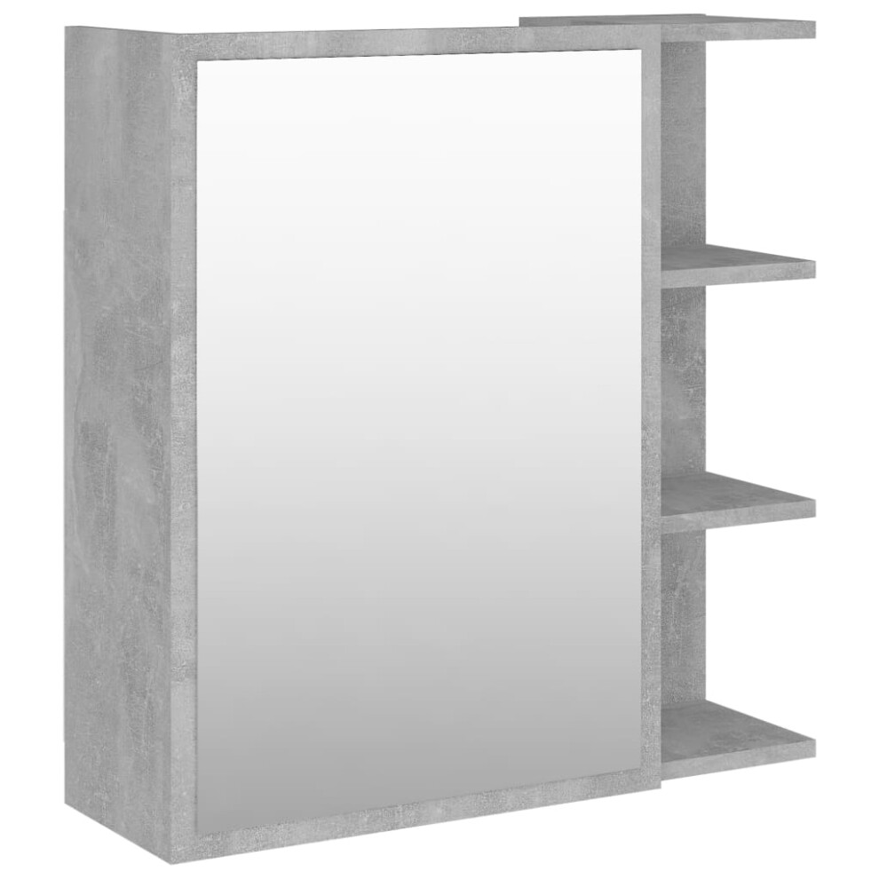 vidaXL Bathroom Mirror Cabinet Concrete Grey Engineered Wood Home Storage Rack