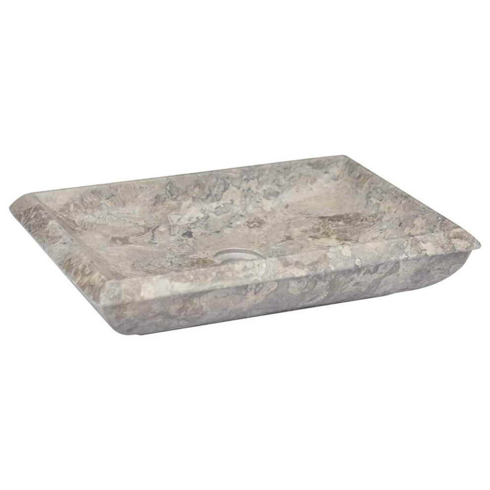 Vidaxl Sink Grey 50X35x10 Cm Marble Washroom Natural Stone Basin Bathroom