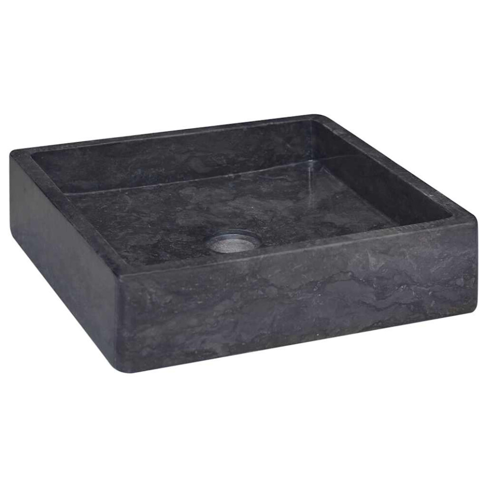 Vidaxl Sink Black 40X40x10 Cm Marble Washroom Natural Stone Basin Bathroom