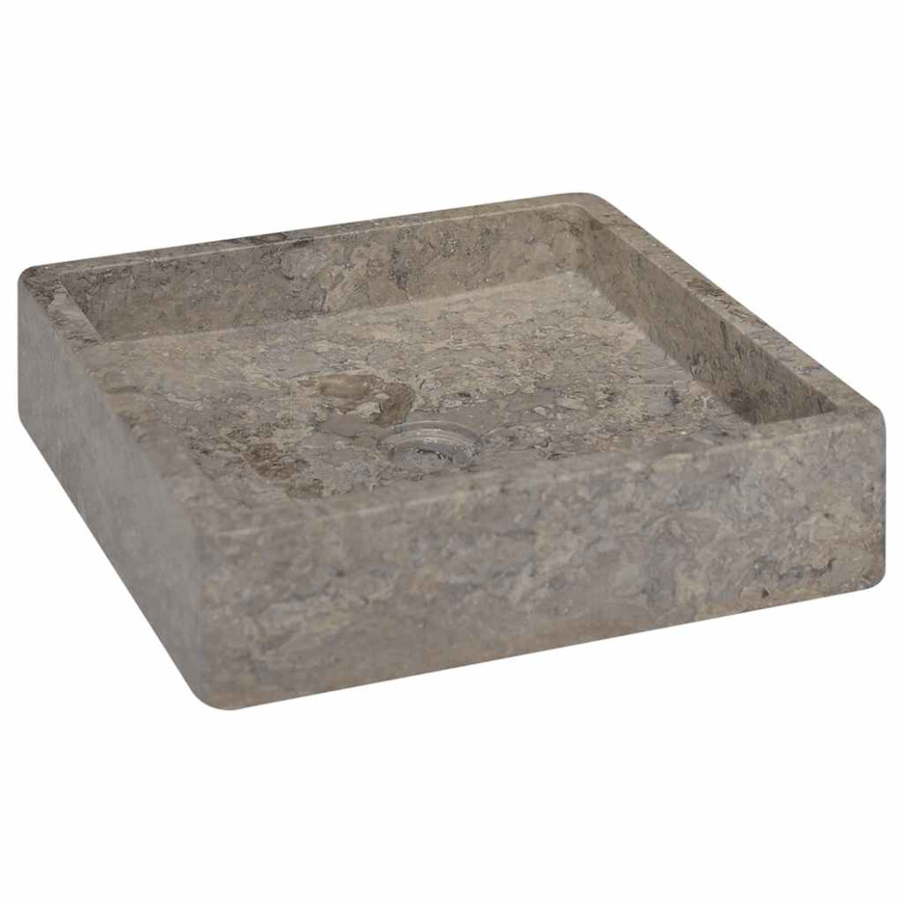 Vidaxl Sink Grey 40X40x10 Cm Marble Washroom Natural Stone Basin Bathroom