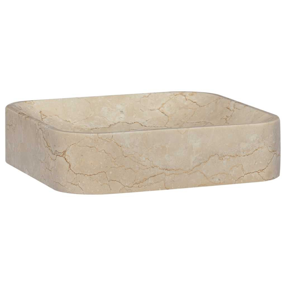 Vidaxl Sink Cream 40X40x10 Cm Marble Natural Stone Basin Washroom Bathroom