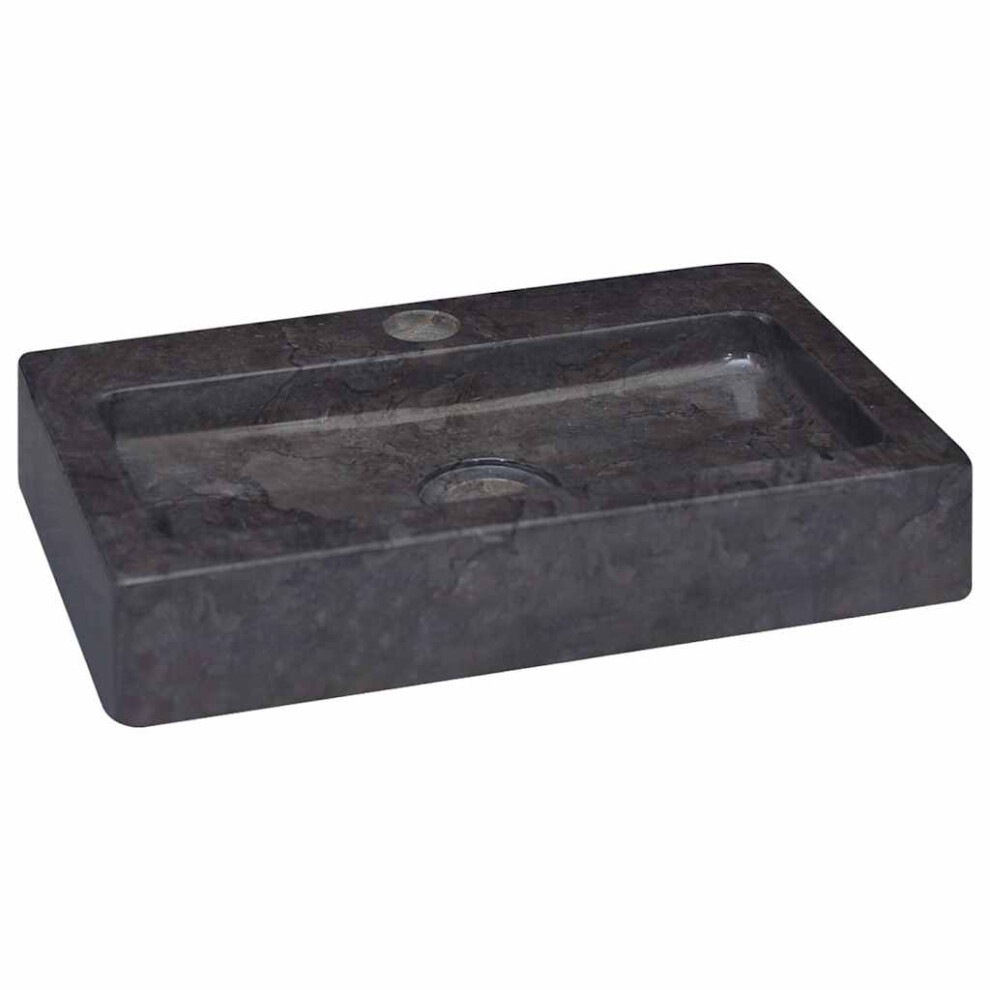 Vidaxl Sink Black 38X24x6.5 Cm Marble Natural Stone Basin Washroom Bathroom
