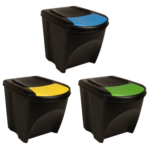 VidaXL vidaXL Stapelbare Mülleimer 3 Stk. Anthrazit 75 L