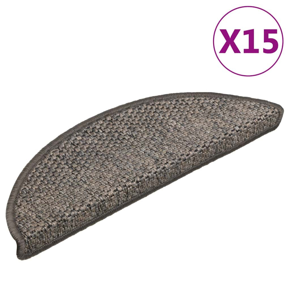 Vidaxl Stair Mats Self-Adhesive Carpet Stair Rug Sisal-Look 15 Pcs Brown Beige