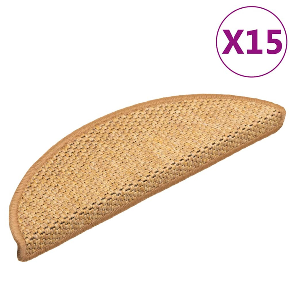 Vidaxl Orange Stair Mats Self-Adhesive Carpet Stair Tread Rug Sisal-Look 15 Pcs Sisal
