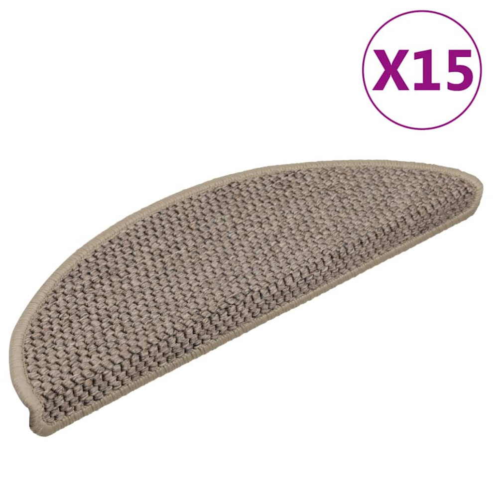 Vidaxl Stair Mats Stair Protector Self-Adhesive Sisal-Look 15 Pcs Dark Beige