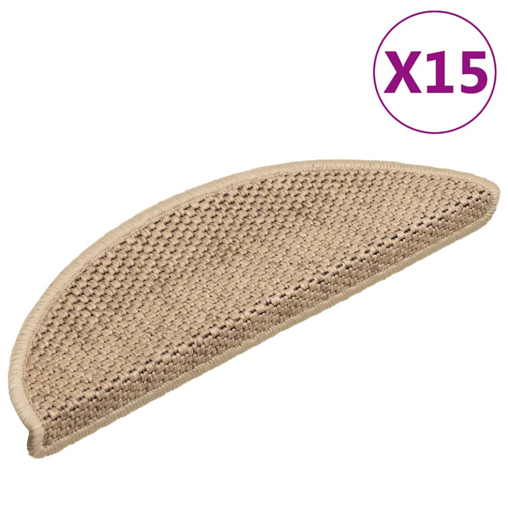 Vidaxl Stair Mats Carpet Stair Tread Rug Self-Adhesive Sisal-Look 15 Pcs Sand