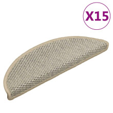vidaXL Stair Mats Self-adhesive Carpet Stair Rug Sisal-Look 15 pcs Light Green