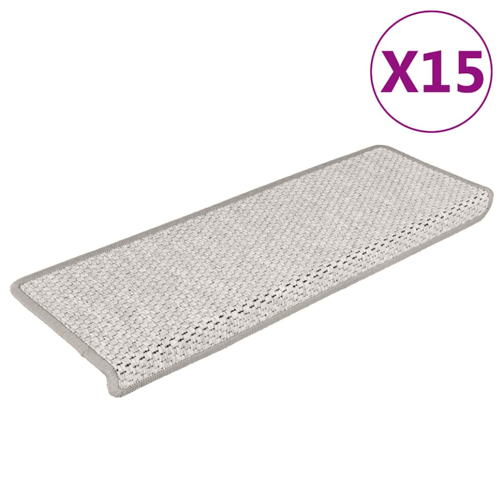 Vidaxl Stair Mats Carpet Stair Tread Rug Self-Adhesive Sisal-Look 15 Pcs Platina