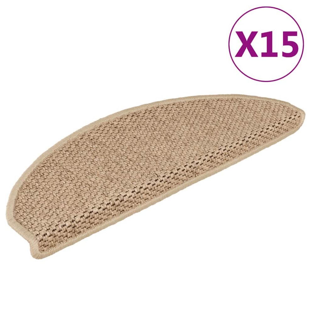 Vidaxl Stair Mats Carpet Stair Tread Rug Self-Adhesive Sisal-Look 15 Pcs Sand