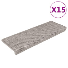vidaXL Stair Mats Carpet Stair Tread Self-adhesive Sisal-Look 15 pcs Silver