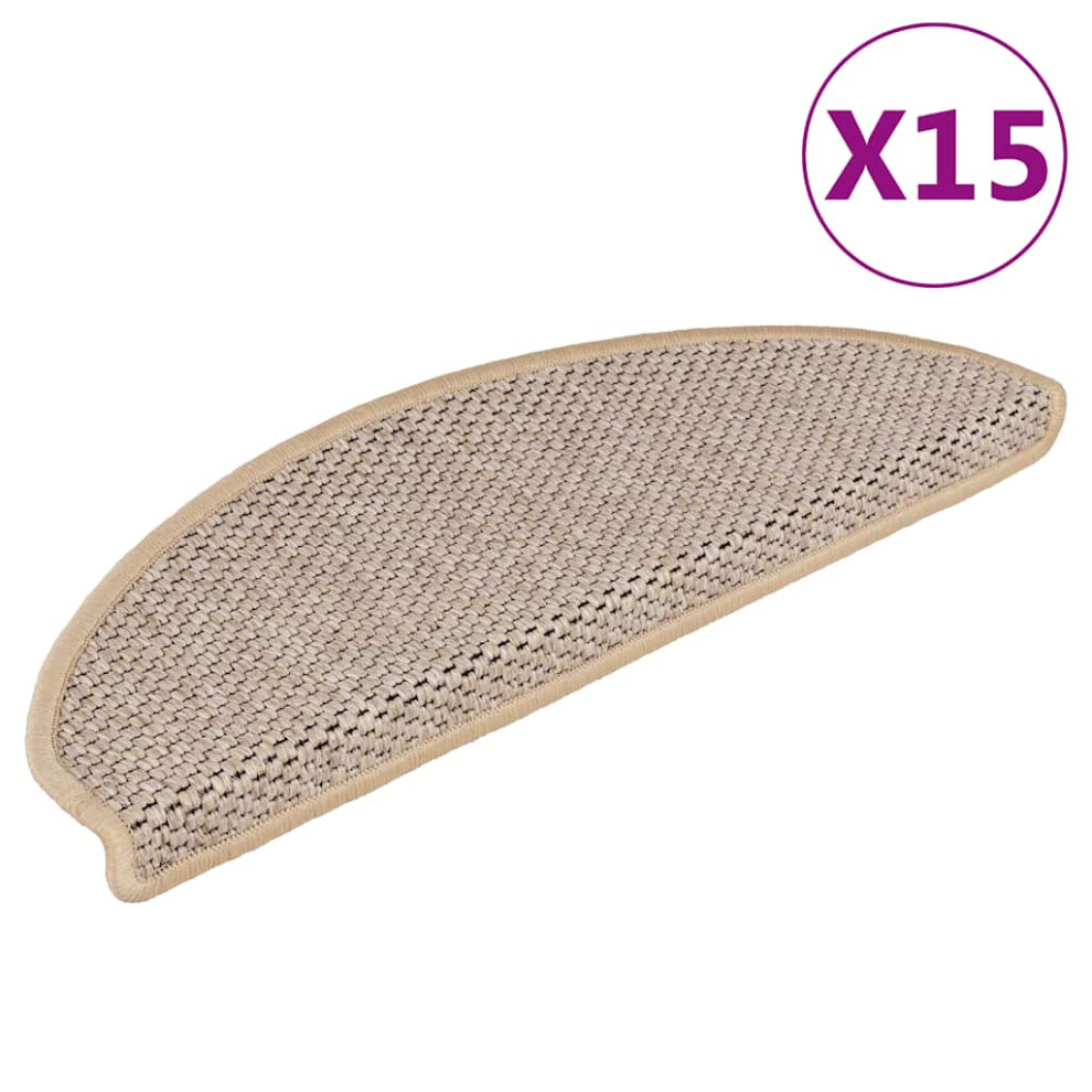 Vidaxl Stair Mats Stair Protector Self-Adhesive Sisal-Look 15 Pcs Light Beige