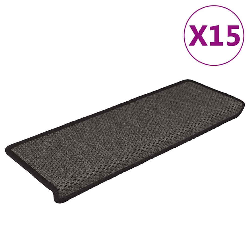 Vidaxl Stair Mats Stair Protector Self-Adhesive Sisal-Look 15 Pcs Anthracite