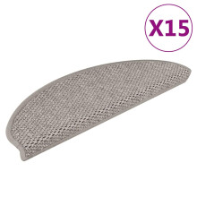 vidaXL Stair Mats Self-adhesive Carpet Stair Rug Sisal-Look 15 pcs Silver