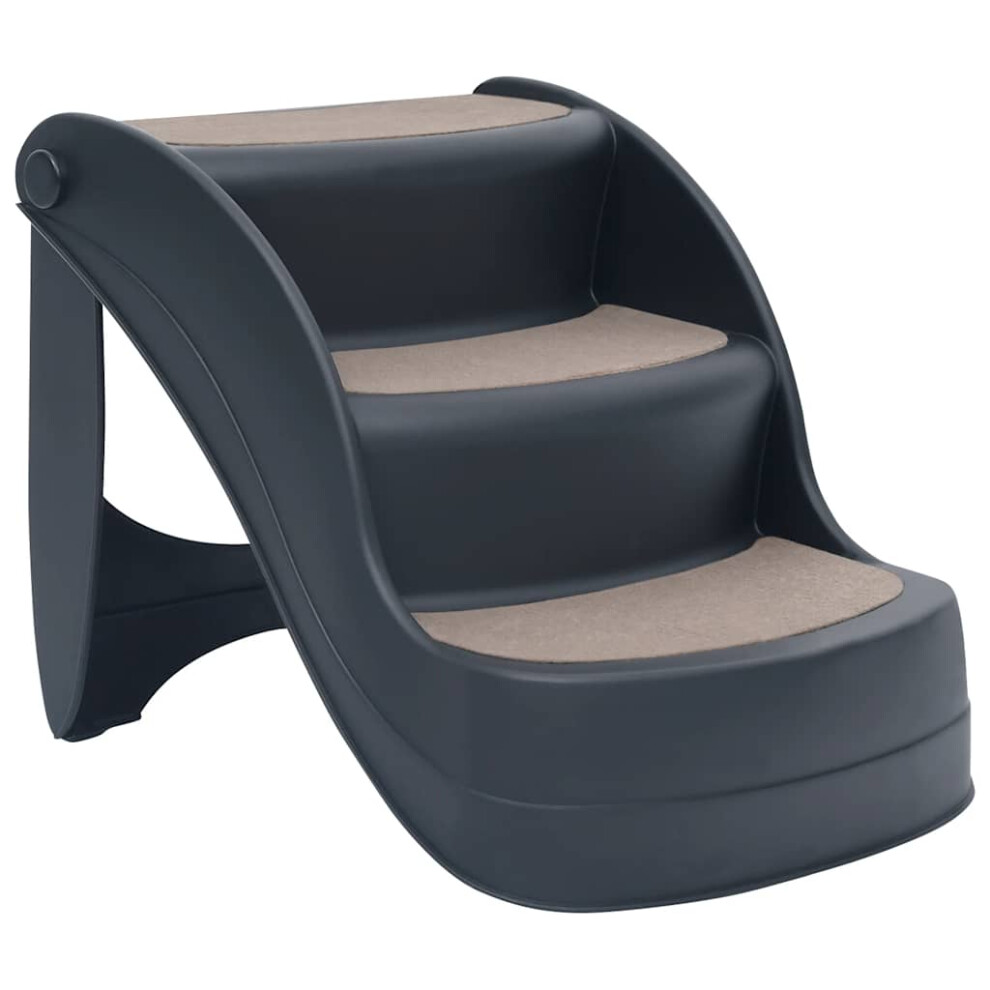 Vidaxl Folding 3-Step Dog Stairs Pet Furniture Ladders Ramps Indoor Dark/Grey