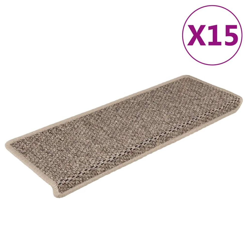 Vidaxl Stair Mats Stair Protector Self-Adhesive Sisal-Look 15 Pcs Dark Beige