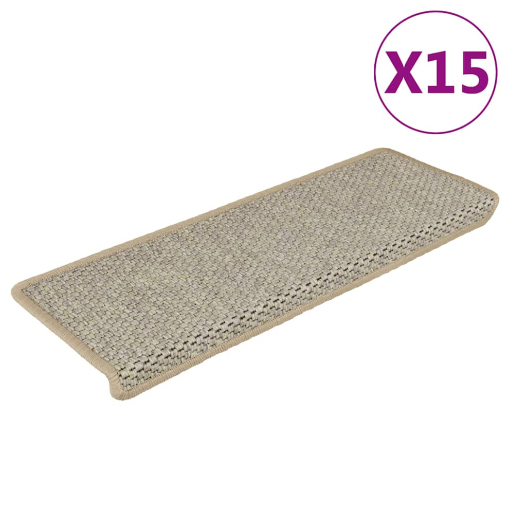Vidaxl Stair Mats Carpet Stair Tread Rug Self-Adhesive Sisal-Look 15 Pcs Green