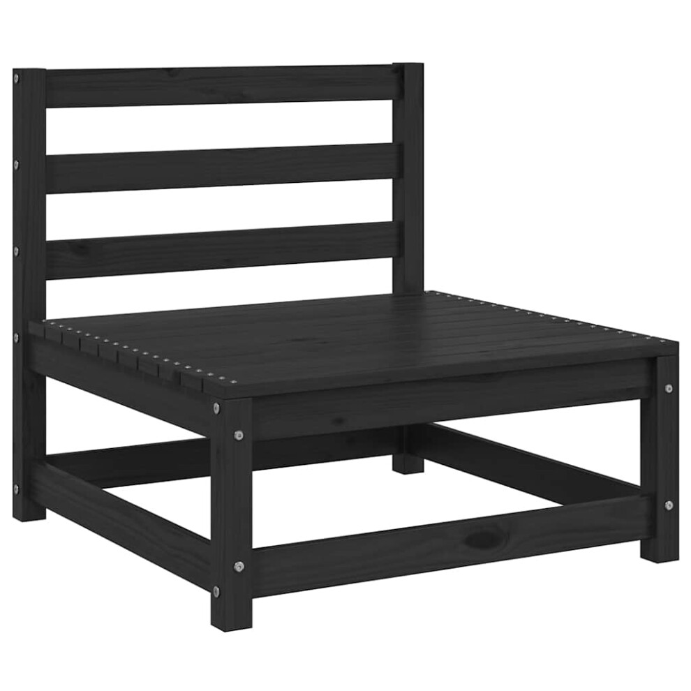 vidaXL Garden Middle Sofa Outdoor Sofa Sectional Sofa Black Solid Wood Pine