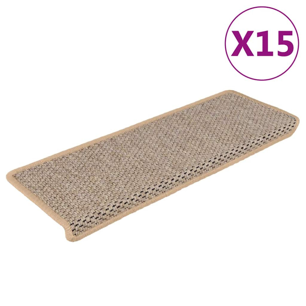 Vidaxl Stair Mats - Self-adhesive - Sisal-look - 15 Pcs - 65x21x4 Cm - Light Beige, Cream - Image 2