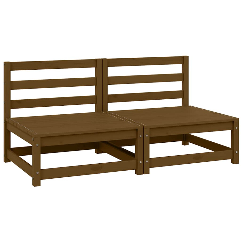 vidaXL Garden Middle Sofas Outdoor Sofa 2 pcs Honey Brown Solid Wood Pine