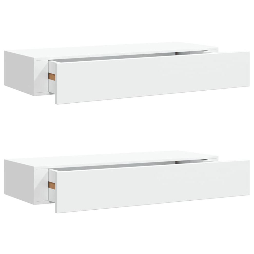 Vidaxl 2X Wall-Mounted Drawer Shelves Mdf Wall Cabinetfloating Shelf White