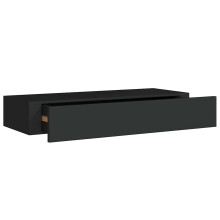 vidaXL Wall-mounted Drawer Shelf Black MDF Ledges Floating Cabinet Wall Shelf