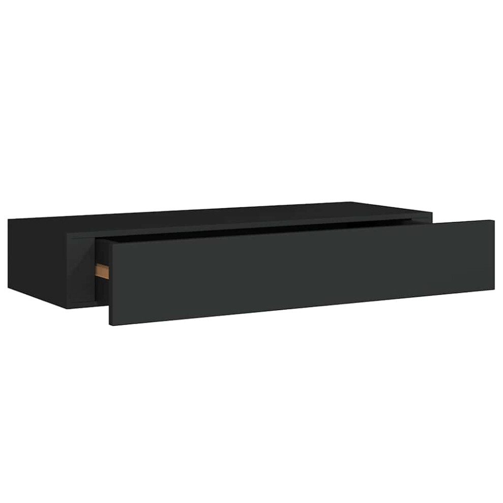 vidaXL Wall-mounted Drawer Shelf Black MDF Ledges Floating Cabinet Wall Shelf