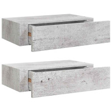 vidaXL 2x Wall Drawer Shelves Concrete Grey MDF Wall CabinetFloating Shelf