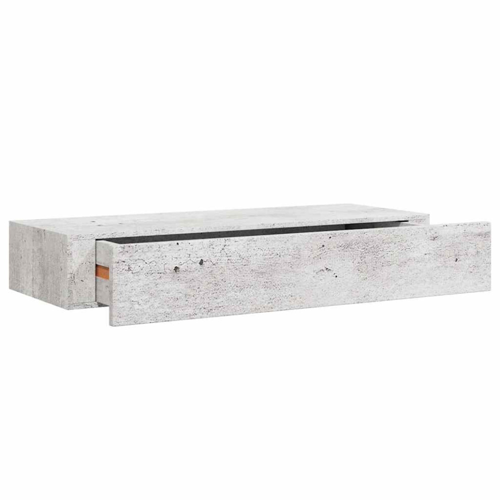 vidaXL Wall-mounted Drawer Shelf Concrete Grey MDF Floating Cabinet Wall Shelf