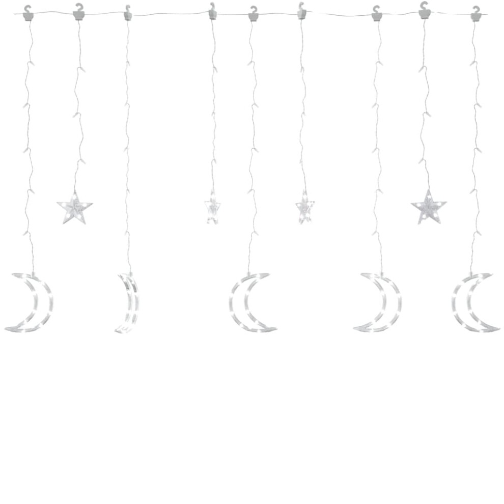 Vidaxl Star And Moon Fairy Lights Remote Control Cold White Curtain Light