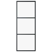 vidaXL Sliding Door 3-Panel Barn Door ESG Glass and Aluminium Black