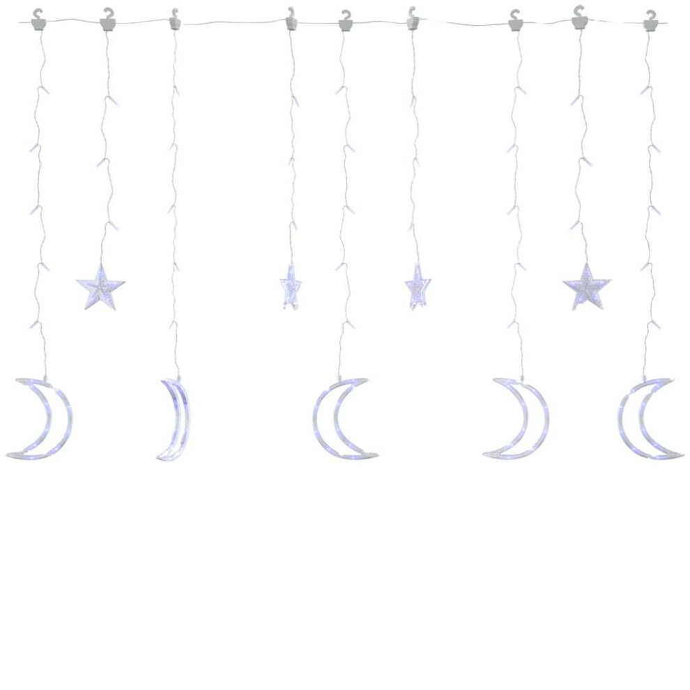 vidaXL Star and Moon Fairy Lights Remote Control 345 LED Blue Curtain Light